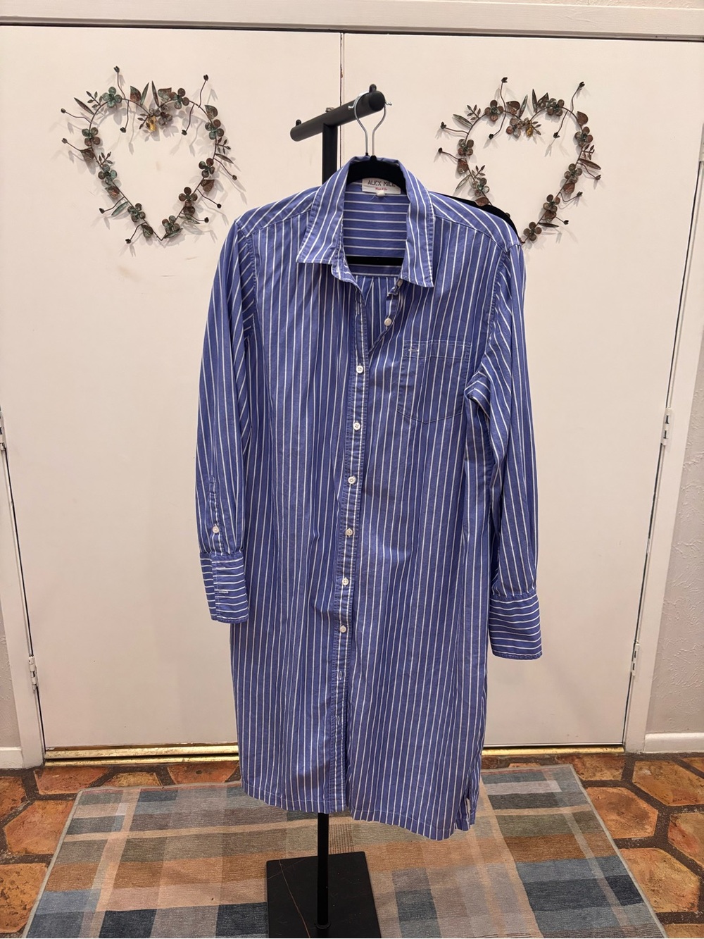 Alex Mill Blue and White Vertical Stripe Button-Down Shirt